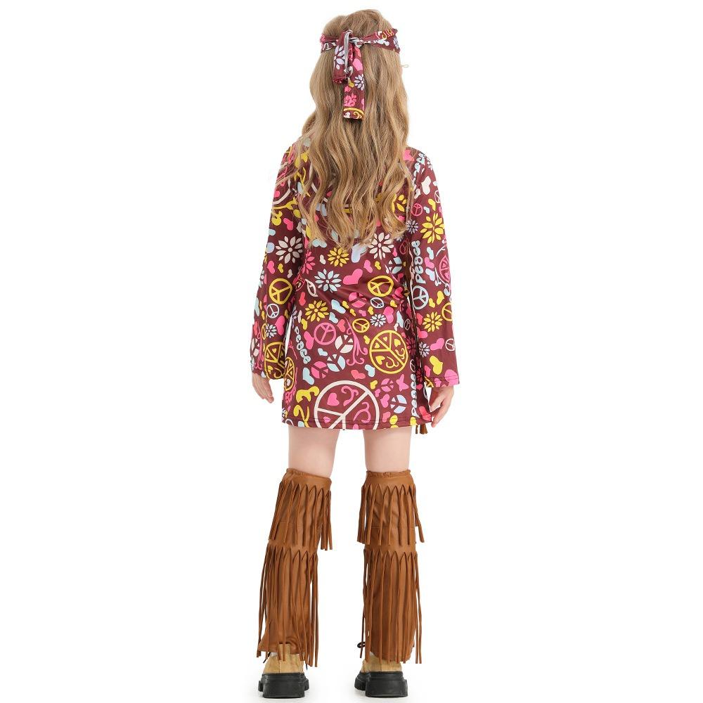Girls Hippie Rock Costume Halloween Carnival Stage Performance Outfit Female Hip Hop Singer Concert Retro Groovy Look