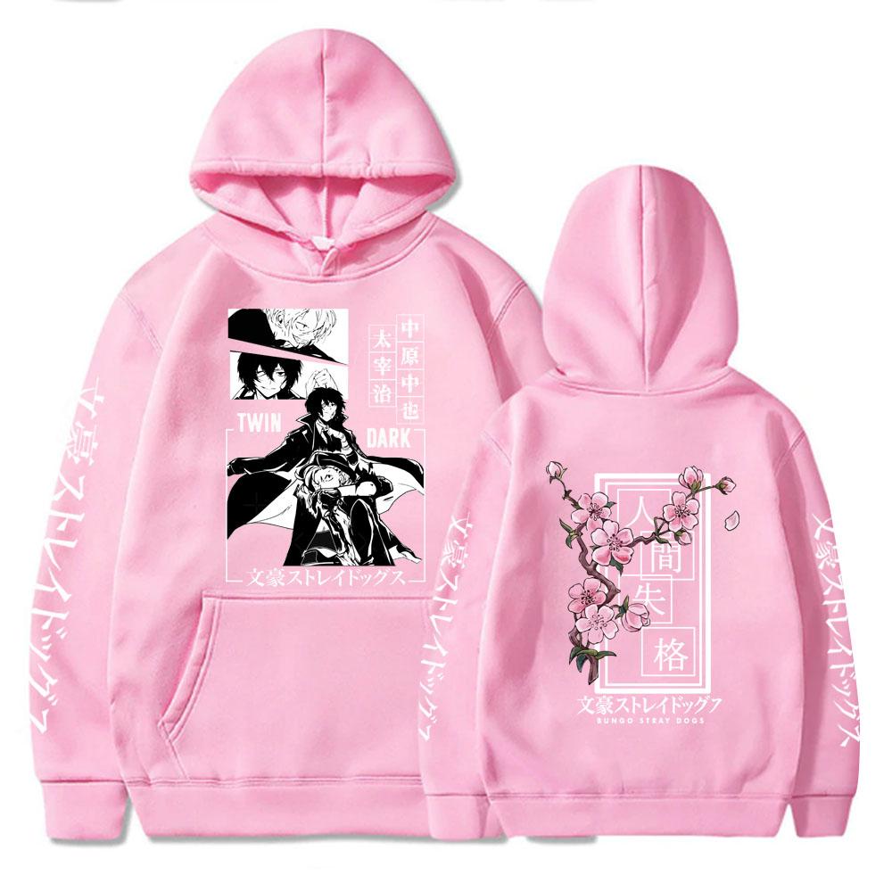 

Аніме Bungo Stray Dogs Dazai Osamu з капюшоном з принтом Чоловіки Жінки Високоякісні толстовки Зручний пуловер Harajuku Толстовка унісекс XXXL рожевий