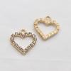 10 Pieces of 15 * 16mm Peach Heart with Loop Rhinestone Pendant, Handmade Necklace Decoration, Clothing, Wedding Decoration