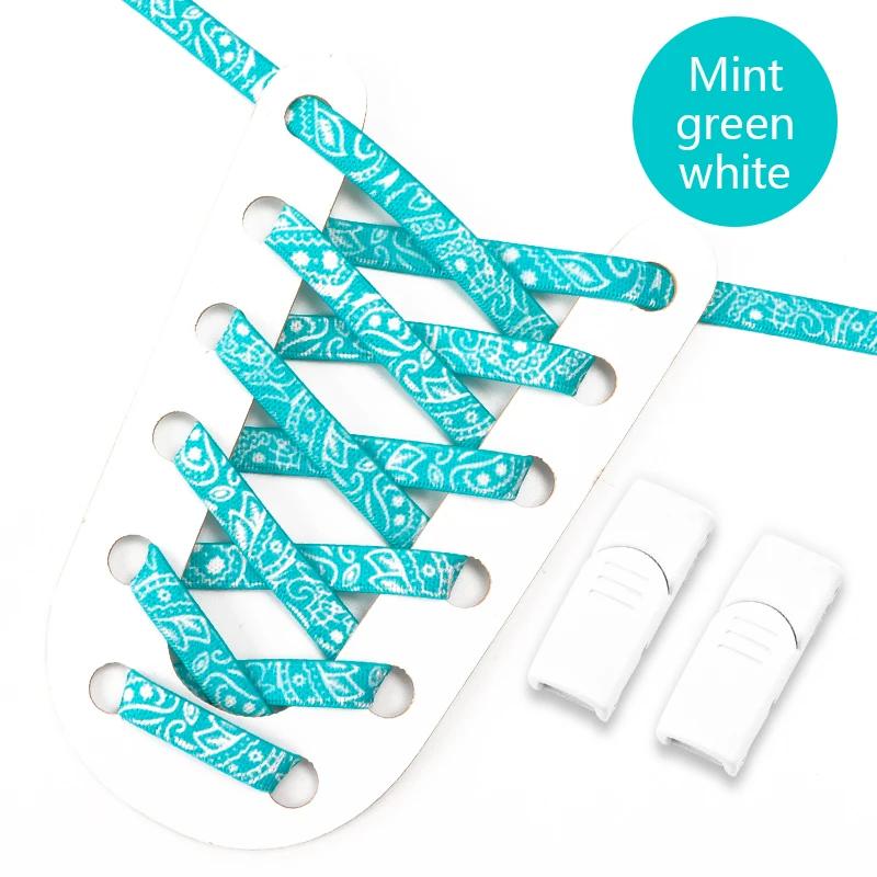 Magnetic Buckle Lock Shoelaces Without Ties Cashew Flower Print Shoelace No Tie Shoe Laces Flat Elastic Laces Sneakers Kid Adult
