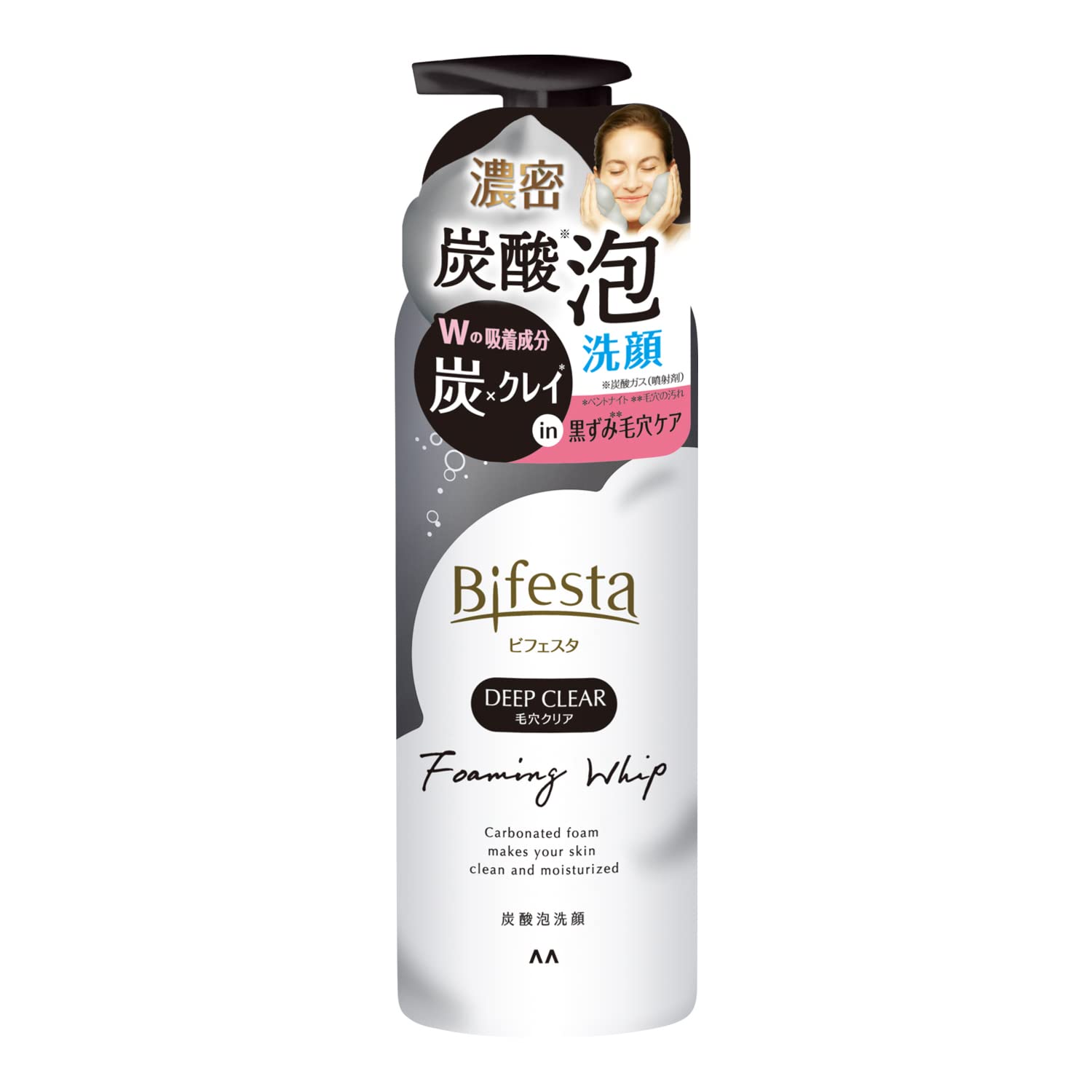 

Bifesta Пена для умывания лица Deep Clear Dense Foam Face Wash с древесным углем, очищающая поры, 180 г [газированный уход] серый