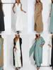 Europäisches und Amerikanisches Einfarbiges V-Ausschnitt Pulloverkleid und Strickjacken-Set für Damen
