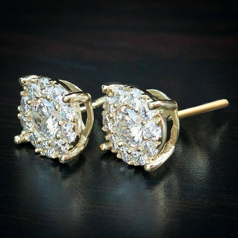 Full of Zircon Stud Earrings, Popular Hip-hop Four-claw Round Earrings, Simple Commuter Versatile Women's Earrings