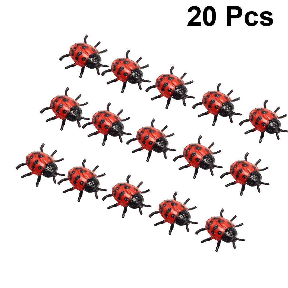 20Pcs Environmental Friendly Mini Simulation Ladybugs for Kids DIY Garden Decoration Fairy Landscape Plant Pot House Party