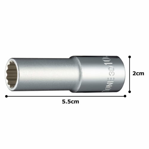 TONE Deep Socket (12 Square) HP3D-10L Drive Angle 9.5mm (3/8") Width Across Flats 10mm
