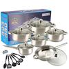 6x Pots and Pans Set Saucepan Sturdy Cookware for Indoor Camping Kitchen 12PCS Silver Handle