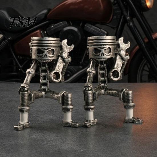 Durable Resin Skeleton Craft Vintage Robot Statue, Industrial Mechanical Figurine, Cool Desktop Atmosphere Ornament Gothic Desk Decor for Office