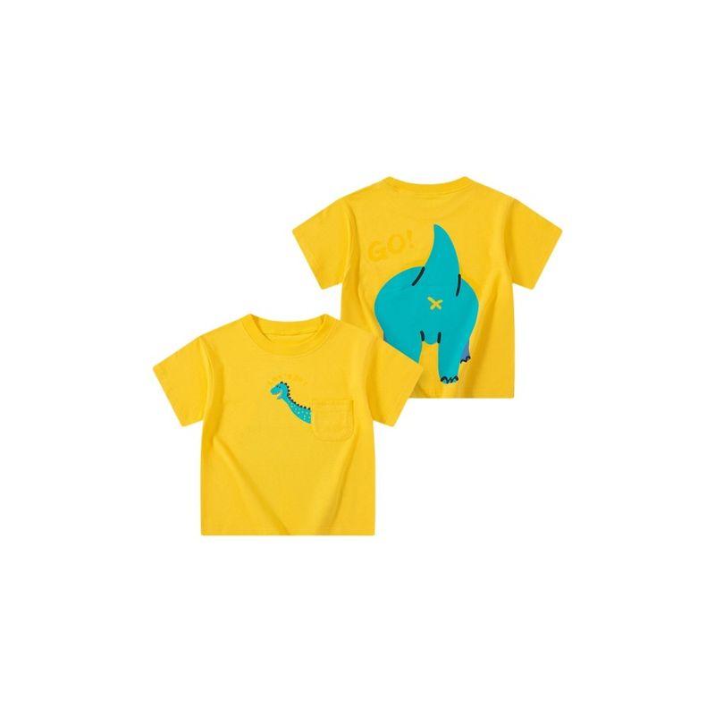 Children's Clothing Summer Kids Short Sleeve T-shirt Top Boys and Girls Half Sleeve Front and Rear Dinosaur Print Clothes Cotton Base Shirt