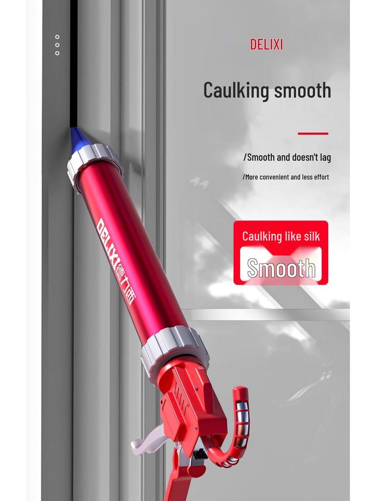 Delixi Automatic Glass Glue Gun: Sixteen-Axis Caulking Tool with Soft Sealant, Glue Cut-Off, and Labor-Saving Features.