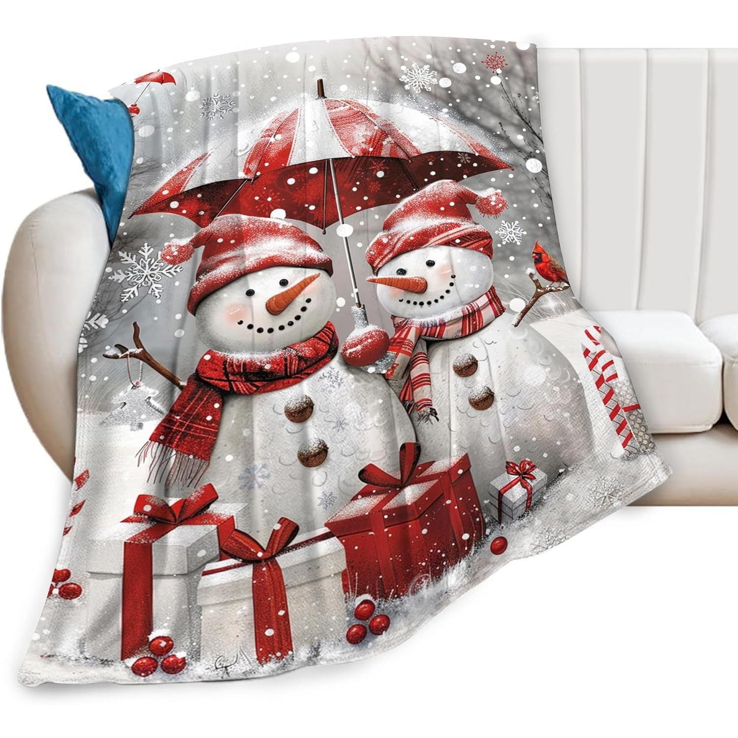 Snowman Blanket Snowman Throw Blanket Snowman Gifts and Decor Christmas Blanket for Girls Women Boys Men Soft Warm Cozy Fleece B 75x90cm