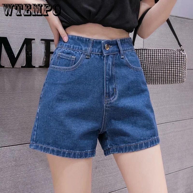 WTEMPO Denim Shorts Women's Summer High Waist Loose Shorts Slim Breathable Wide Leg Pants