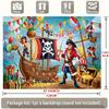 2D buntes Piratenabenteuer Geburtstagsfeier Banner mit Wimpelketten