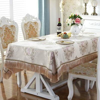 European Retro Dinning Tablecloth with Tassel Luxury Embroidery Table Cover Flower Elegant Table Cloth Decoration Living Room