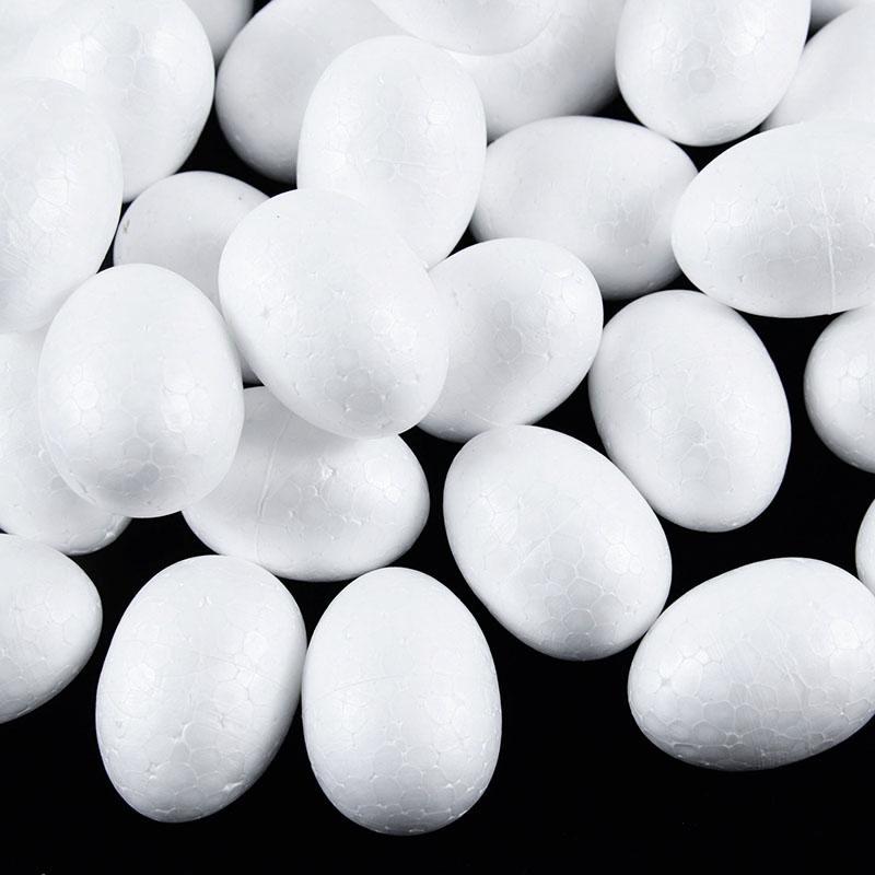 20pcs White Foam Eggs Easter DIY Painting Craft Fake Styrofoam Egg Easter Home Decoration Supplies Kids Birthday Favors Toy Gift