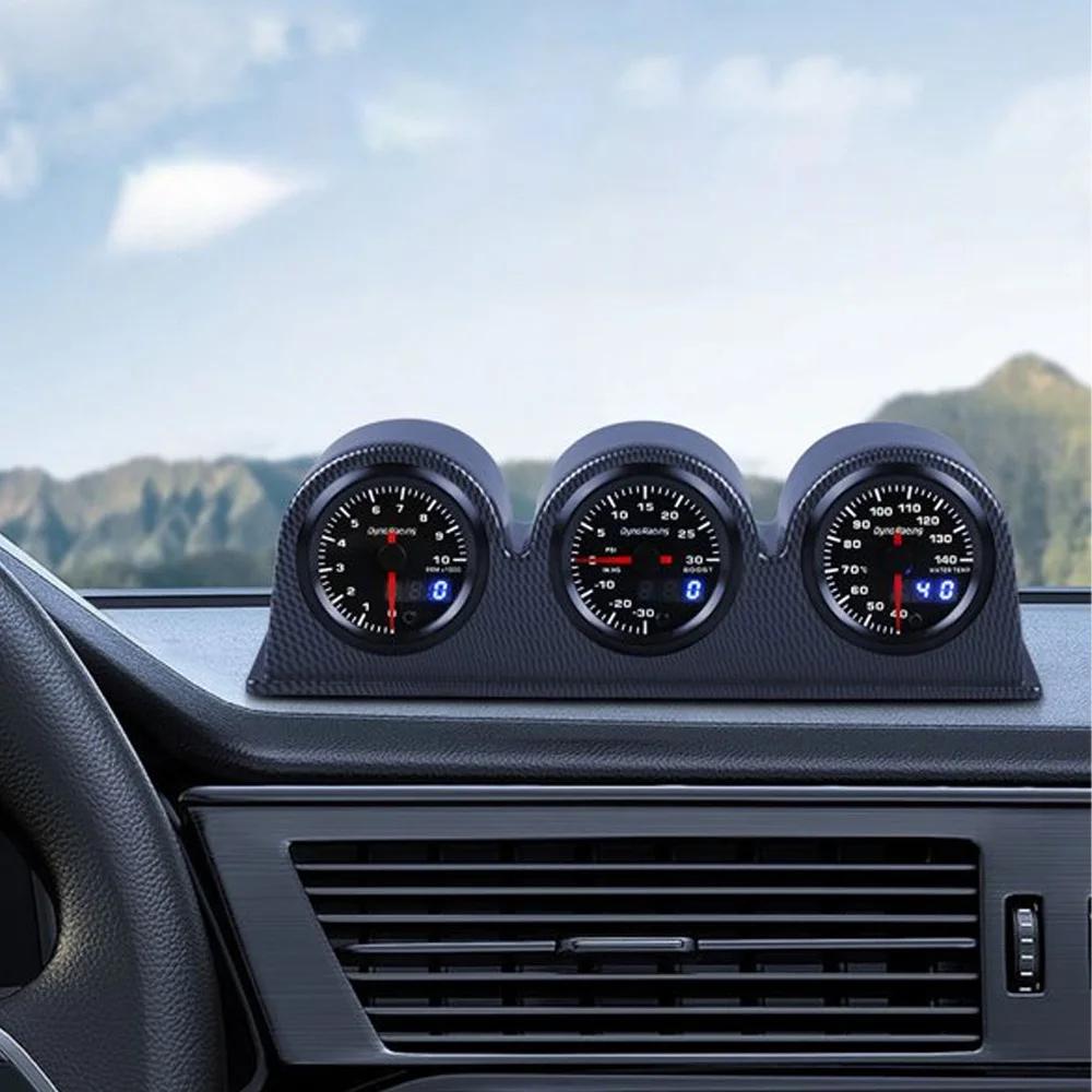 Universal 60mm/52mm Car Gauge Pod 3 hole Meter Holder for Left/Right Hand Drive – Matte/Shiny Carbon Black