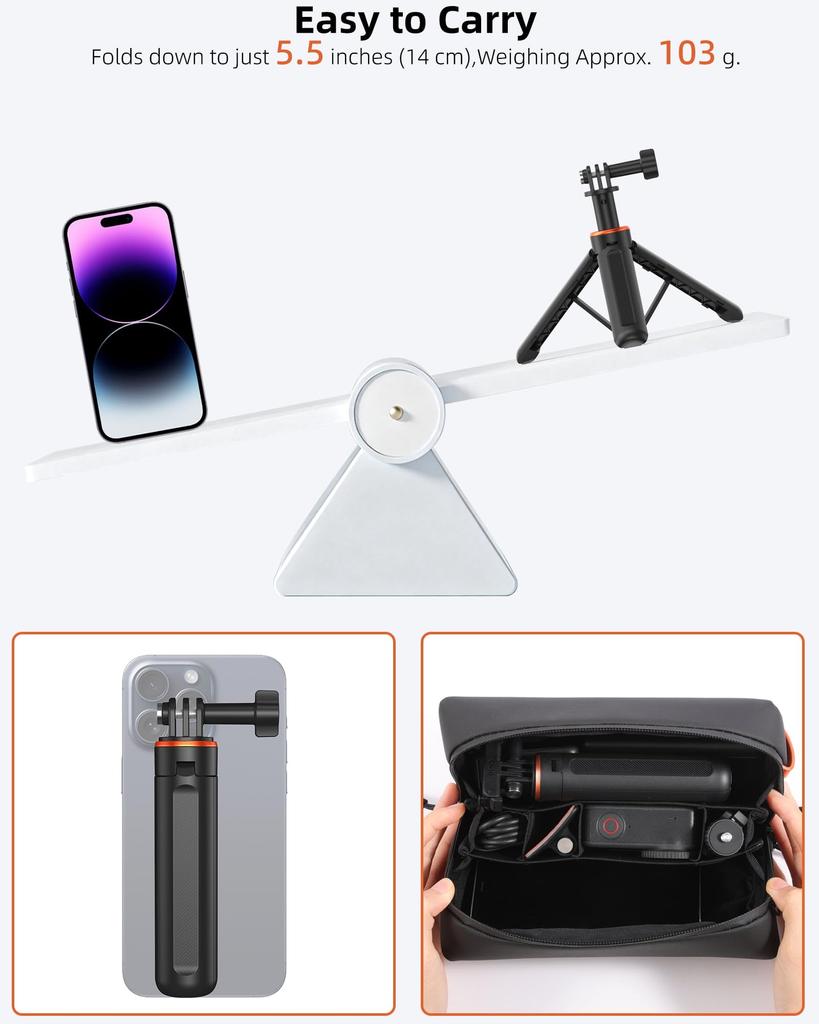 Mini for DJI Osmo Action 5 Extendable Tabletop Accessory Tripod/Selfie Stick/Monopod Pro/4/3 - 4-Section Tripod, Travel/Vlog