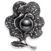 Gun Black Rhinestone Bow Brooches For Women Pearl Plant Pin Flower Lapel Pins Office Party Friend Gifts Jewelry Accessories