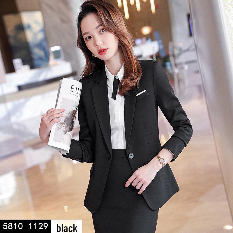 

Women s Elegant Dark Blue Suit Set - 2025 Spring/Autumn Formal Hotel Manager Uniform Blazer L