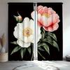 2pcs Elegant Floral Blackout Curtains - Vibrant Peonies and Wildflowers Design   Semi-Transparent Polyester Drapes for Kitchen