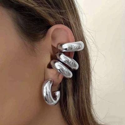 Fashion C Shaped Acrylic Ear Cuff For Women Simple Gold  Color No Pierced Round Clip Earrings Punk Female Jewelry Gift