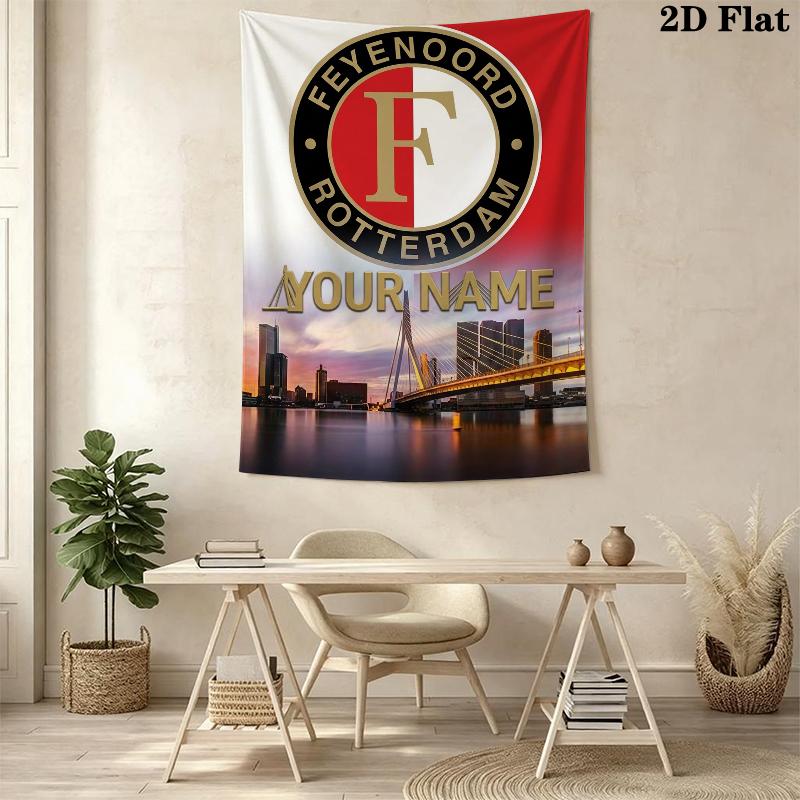 Custom Name feyenoord Wall Tapestry Aesthetic Wall Hanging Printed Fabric Blanket Decorative Tapestries for Bedroom Living Room Home Decor