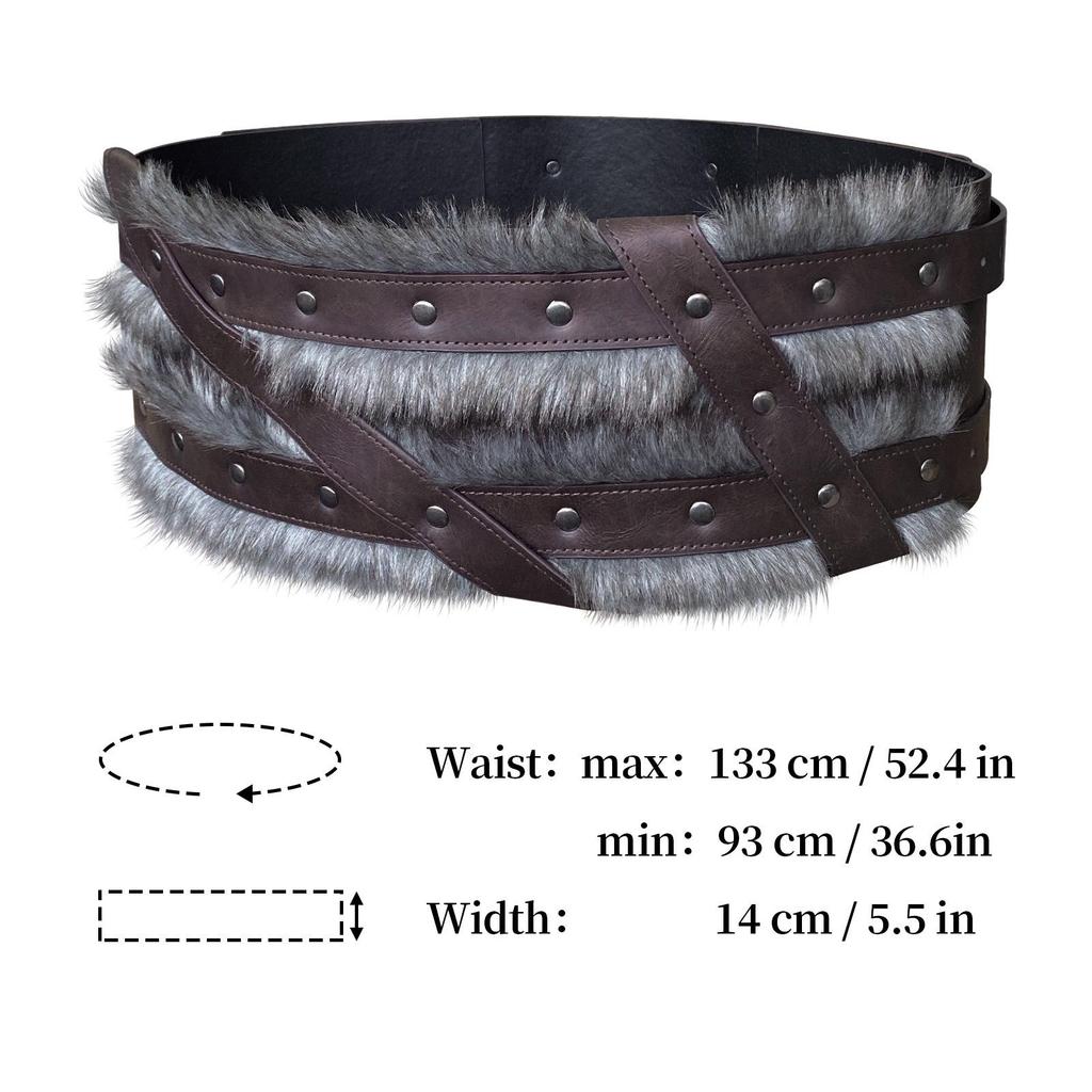 Medieval Nordic Viking Style Raw Edge Wide Belt Vintage Cosplay Props