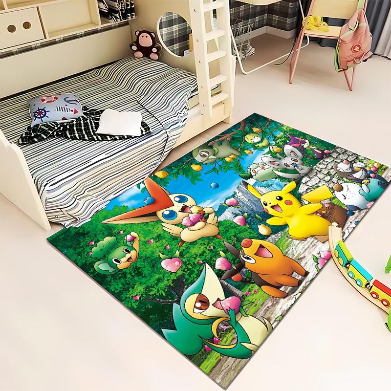 3D Pokemen-Pikachu Carpet Yoga Living Room Decor Children's Crawling Mat Doormat Living Room Rug Gifts for Family Kids Potdemiel