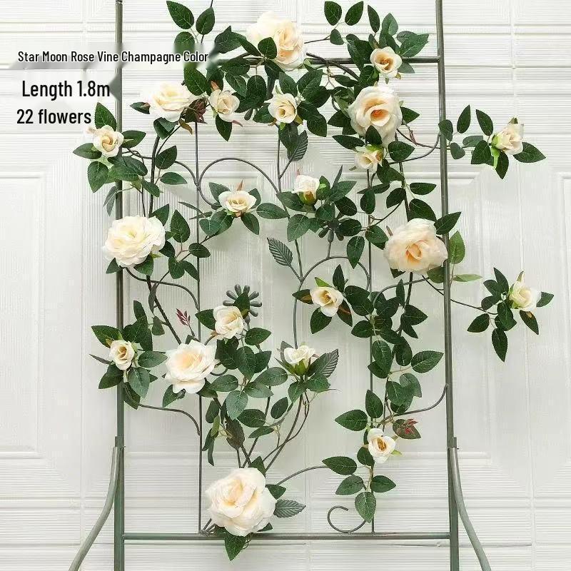 Rose Flower Vine Greenery for Air Conditioner Pipe Decoration and Wall Covering
