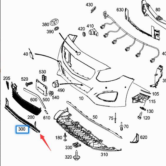 Front Lower Center Grille for Mercedes-Benz W246 B200