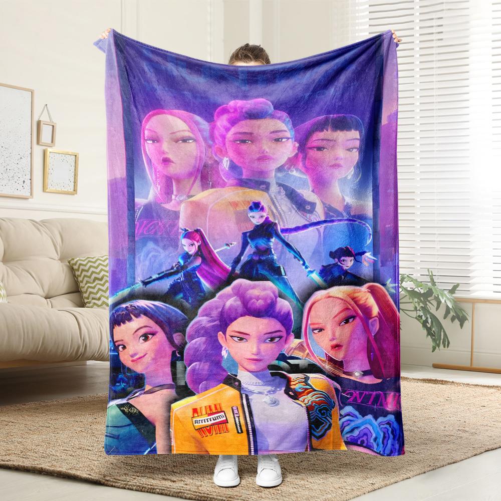 KPop Demon Hunters The Colorful Anime Girl Pattern On the Blanket Is Comfortable and Fashionable At Home