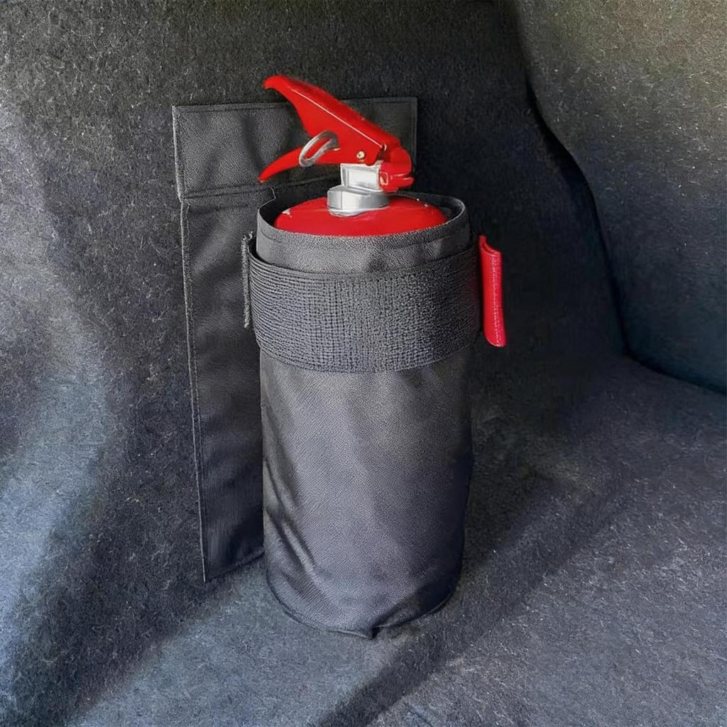 Car fire extinguisher organizer Durable trunk storage bag and seat back bracket for storing fire extinguishers in vehicles