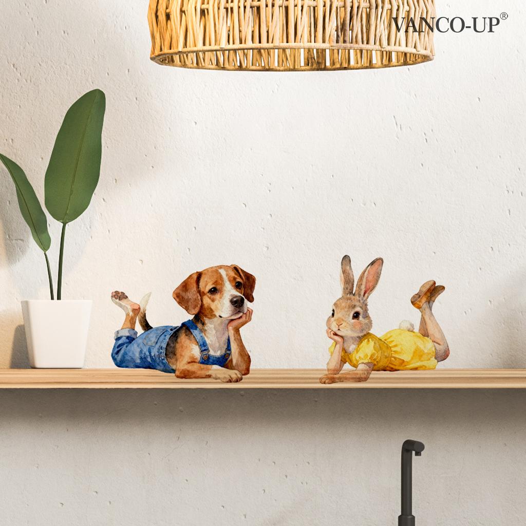 Self-adhesive Cartoon Animals Flowers Butterflies Switch Wall Stickers Puppy Kitten for Bedroom Living Room Home Decor