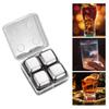 4Pcs Ice Cubes Food Grade High Durability Stainless Steel Frozen-Ice Rocks Ball Whiskey Beer Chiller Cooler Bar Accessories