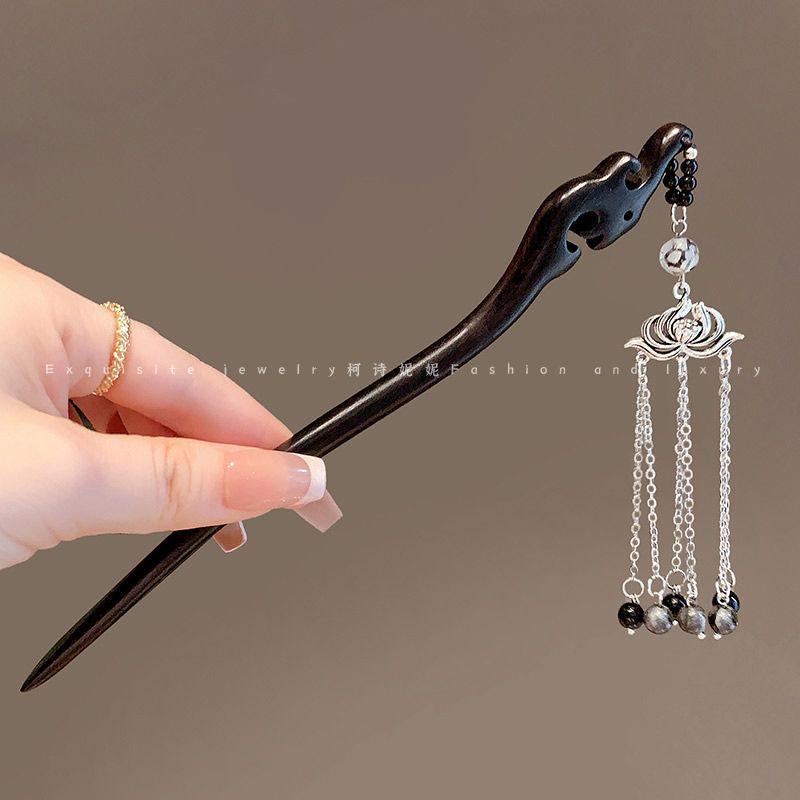 

Серебряная шпилька с полой кисточкой Miao: 2024 Новый китайский головной убор в древнем стиле Step-Shaking для женщин