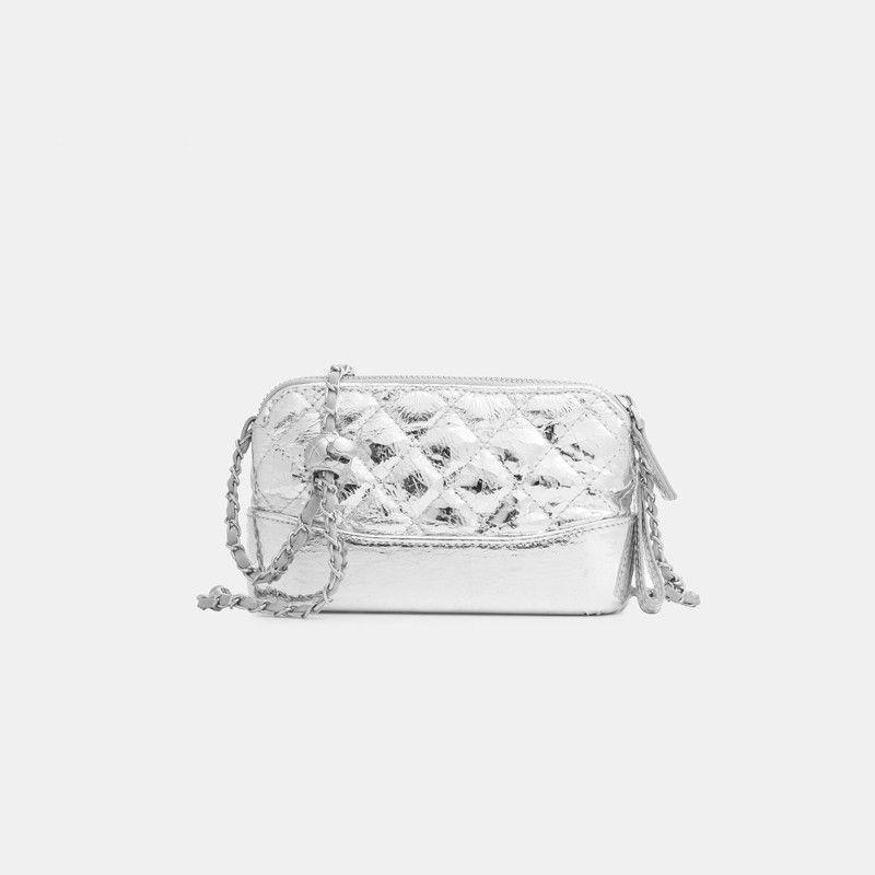 Ielgy Silver Diamond Chain Bag Summer Niche Fashion One-Shoulder Messenger Design Small Square Bag