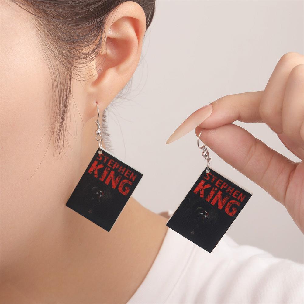 Fully Managed Eco-Friendly Acrylic Earrings, Personalized Halloween Horror-Themed Earrings