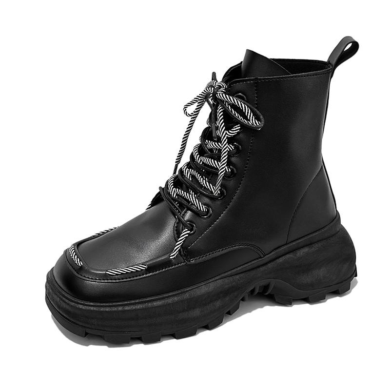 Módní šněrovací pánské platformové boty, ležérní vysoké kotníkové boty, pánské robustní boty, streetwear, hip hop, černé motocyklové boty pro muže