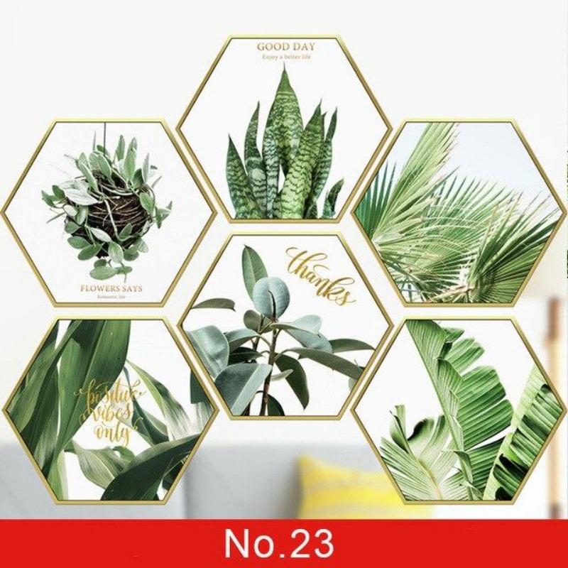 24 Styles Wall Stickers Decorated Tropical Green Leave Nordic Fresh Living Room Bedroom Stickers Plant Flowers Wall Decorations