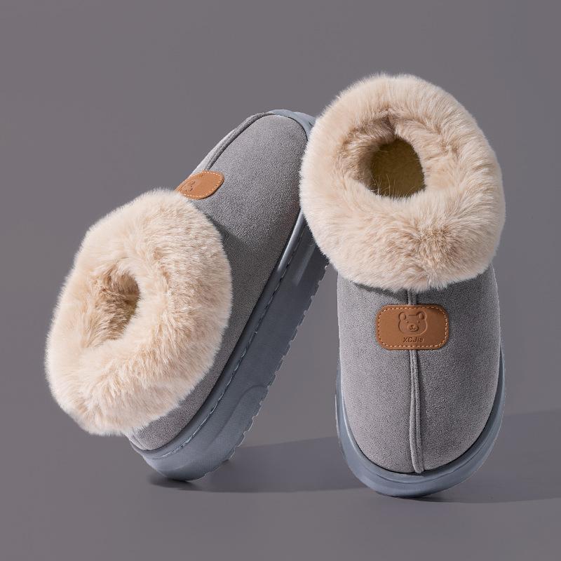 

Bag heel platform snow boots cotton slippers autumn and winter 2025 new velvet warm and non-slip bag head cotton shoes 44-45 [one size smaller]