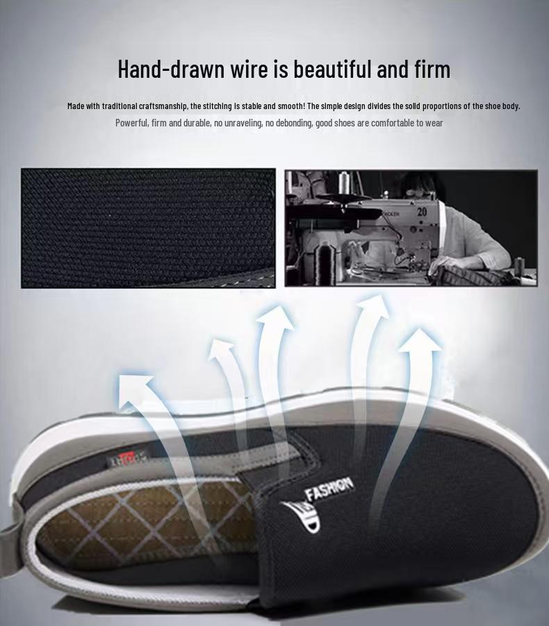 New Cross Men's Casual Non-slip Wear-resistant Slip-on Cloth Shoes for Middle-aged and Elderly