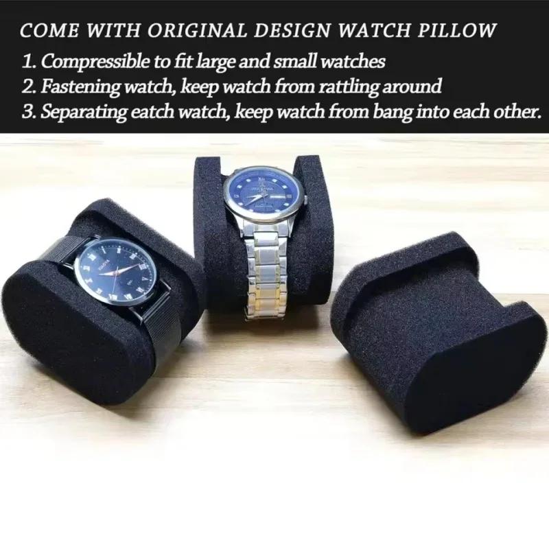 Portable Watch Travel Case, Storage Box Organizer with Sponge Insert for Apple Watch Huawei Samsung Smartwatch Multi Slot Holder