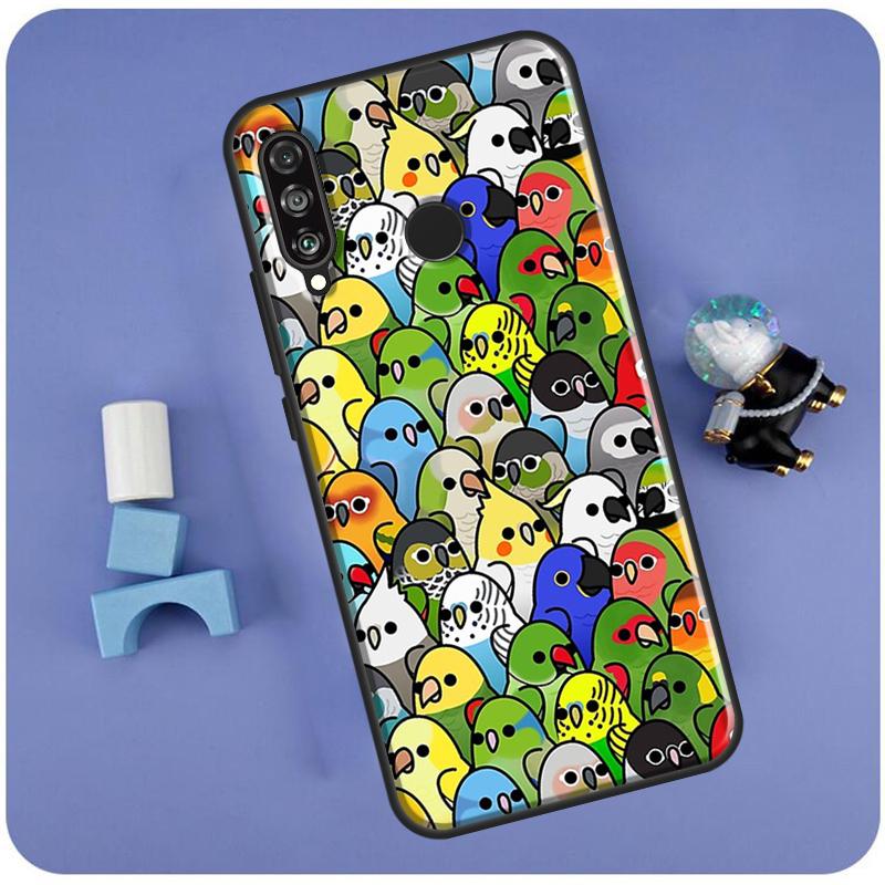 Cartoon Cockatiel Collage For Huawei Nova 10 9 SE 3i 7i 8i 11i 12i Y60 Y61 Y70 Y72 Y73 Y90 Y91 P20 P30 P40 Lite Case