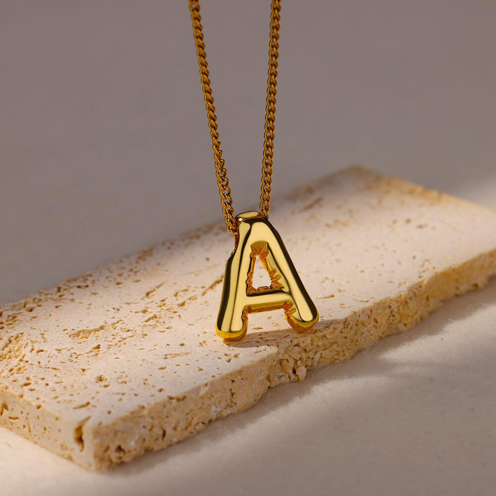 Initial Letter Necklaces For Women Gold Color Stainless Steel A-Z Letter Chunky Necklace Wedding  Christmas Party Jewelry Gift