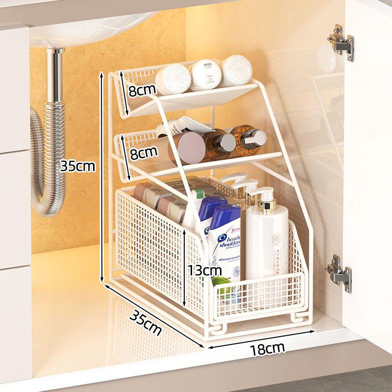 Under-Sink Pull-Out Bathroom Drain Shelf & Storage Basket