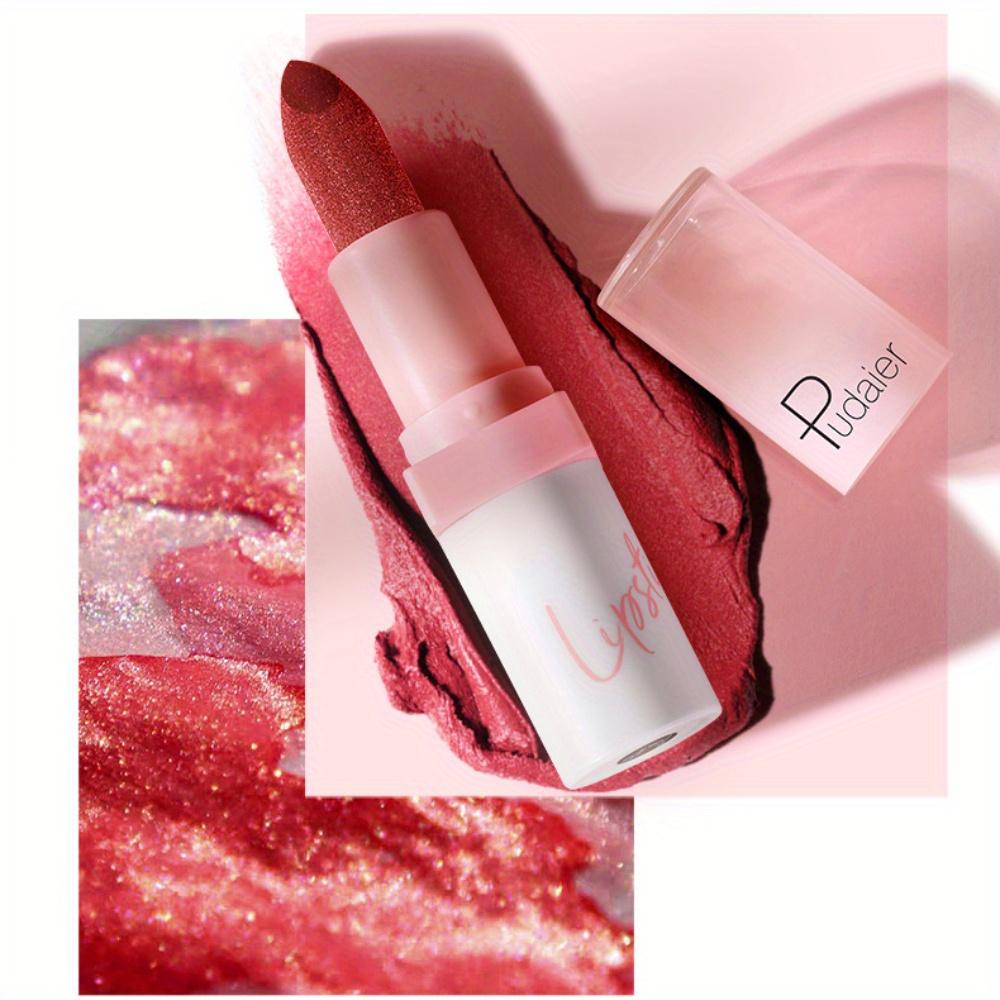 Lila Roter Lippenstift Glitzer Metallischer Lippenstift Hohe Pigmentierung Perlmutt Diamant Matt Lippenstift Nicht an Tasse haftend Langanhaltender Lippenlack Lipgloss