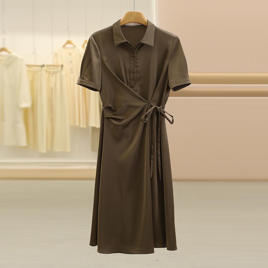 

Однотонное платье Zishu со шнуровкой на талии, приталенное, для осени 25 Small кофейный