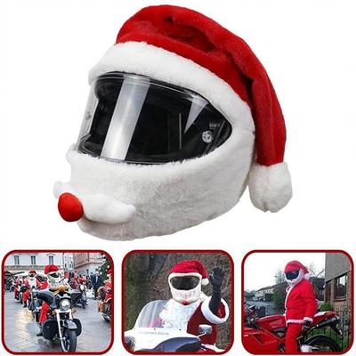 Plush Handmade Cute Helmet Cover Christmas Hat Festive Helmet Sleeve Motorcycle Helmet Protection Accessories