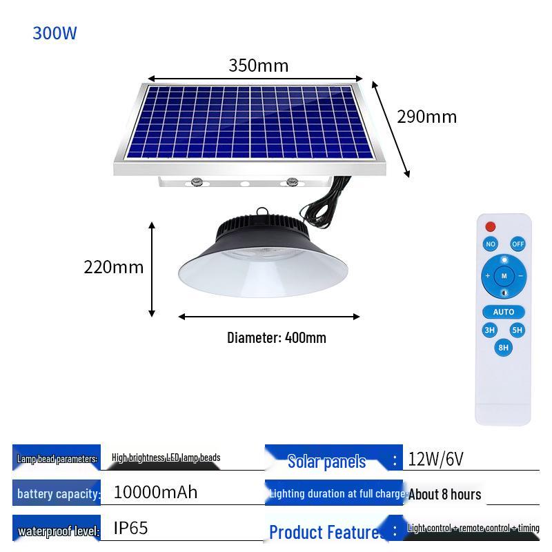 Solar LED Outdoor Pendant Light - Waterproof, Durable, Ideal for Workshops, Aquaculture, Rural Courtyards
