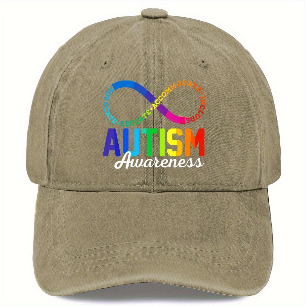 Autism Awareness Infinity Symbol Baseball Cap Adjustable Polyester Washed Cap Casual Outdoor Unisex Headwear