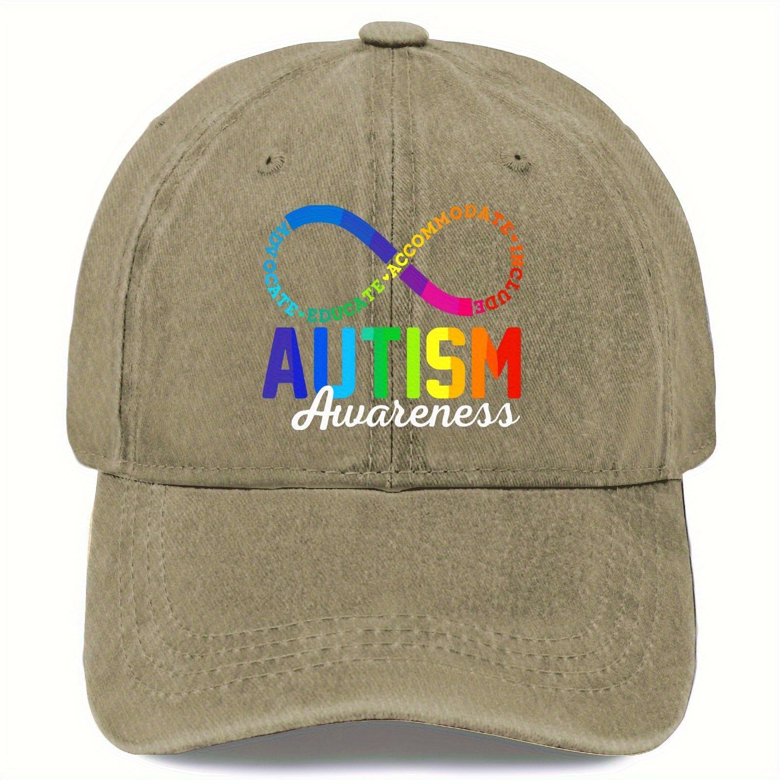 Autism Awareness Infinity Symbol Baseball Cap Adjustable Polyester Washed Cap Casual Outdoor Unisex Headwear One Size